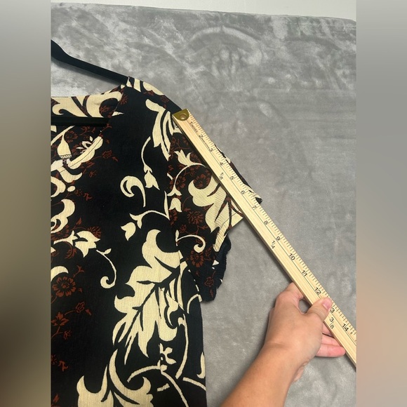 Vintage Gauze Maxi Shift Dress Women’s XL Floral Bishop St Cap Sleeve - Picture 5 of 7